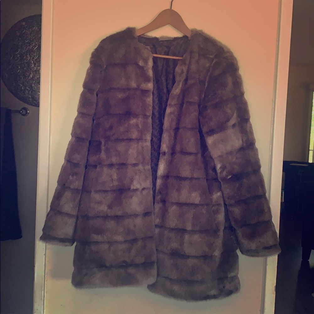 Grey fury coat